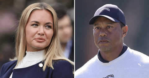 Split photo of Vanessa Trump, Tiger Woods