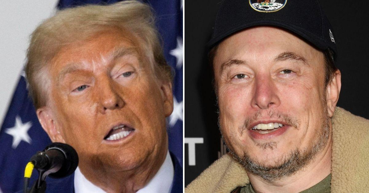 Split photo of Donald Trump and Elon Musk.