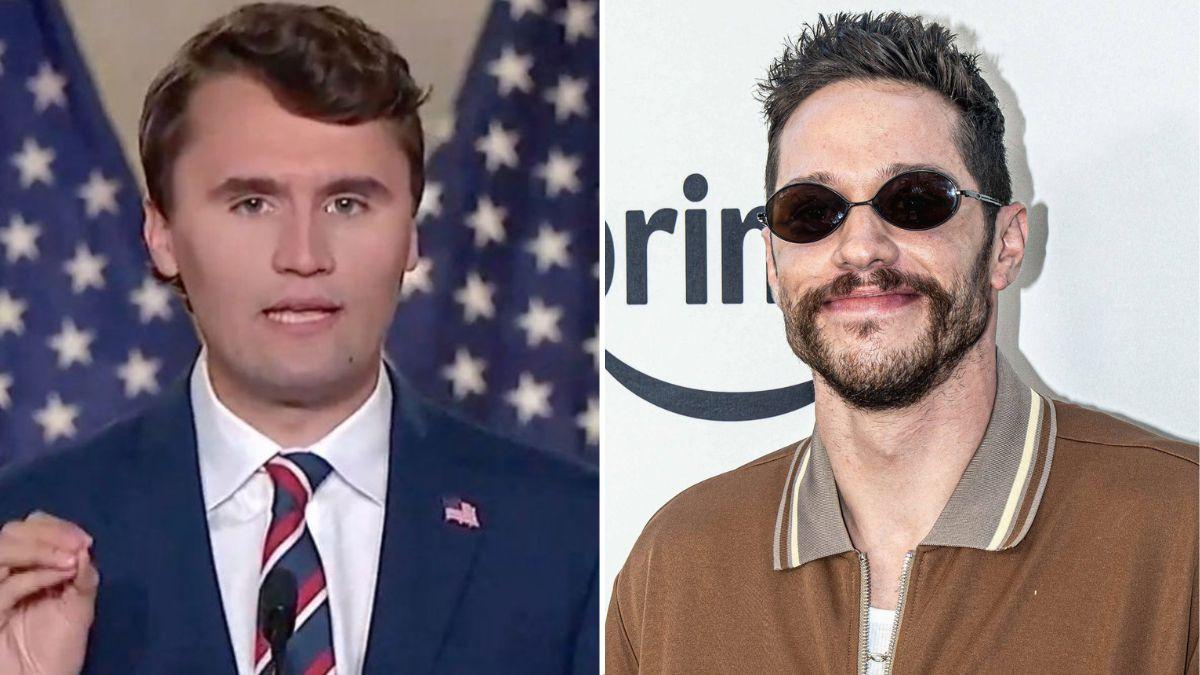 split image of Charlie Kirk and Pete Davidson