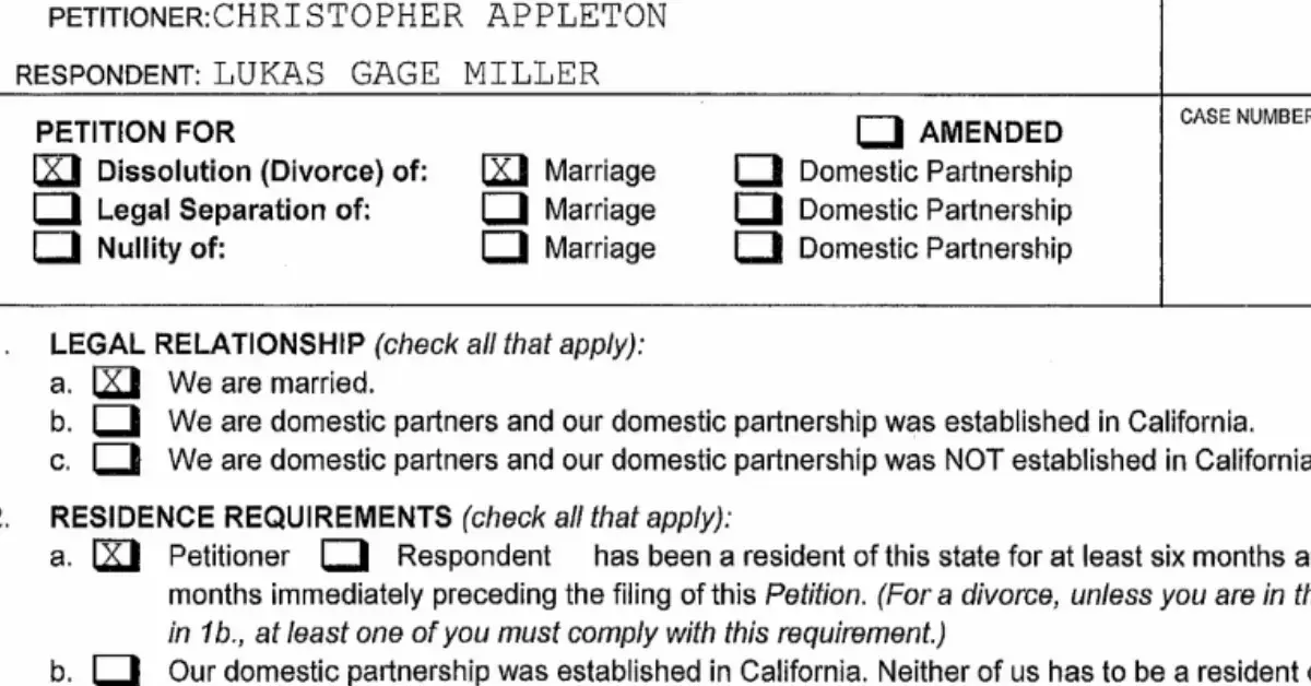 lukas gage chris appleton response divorce no spousal support