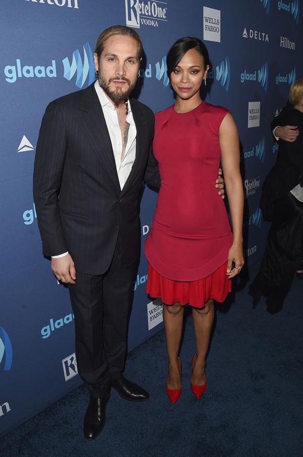 //Zoe Saldana Kerry Washington GLAAD Beverly Hilton Hotel