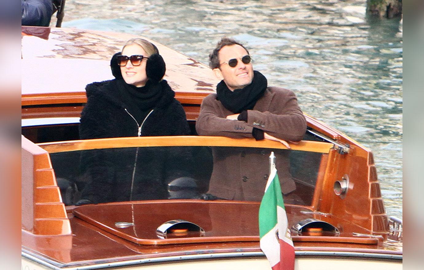 Jude Law And Phillipa Coan Take Venice Water Taxi Ride