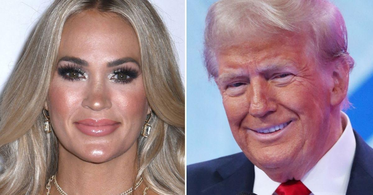 Split photo of Carrie Underwood and Donald Trump.