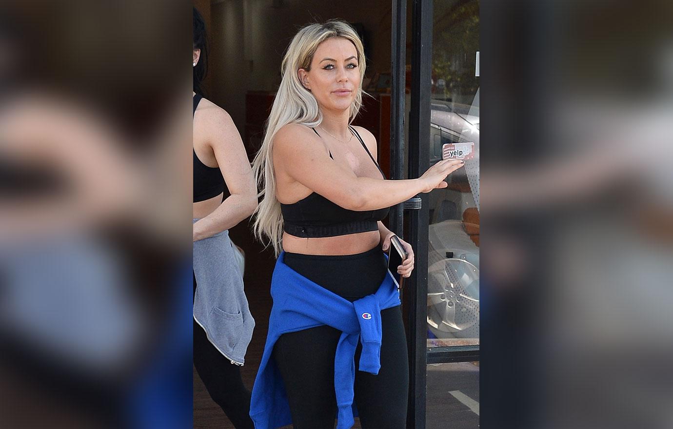 Aubrey O’Day Works Up Sweat At Gym