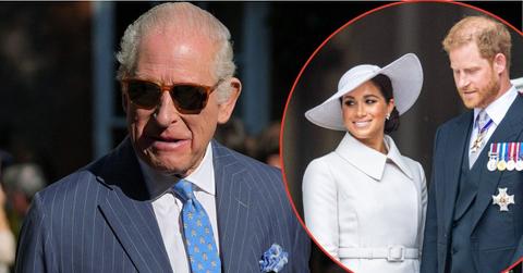 Split photos of King Charles, Prince Harry and Meghan Markle