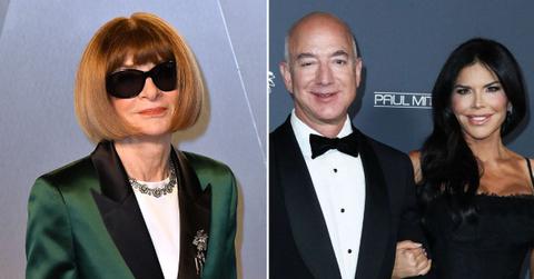 split image of Anna Wintour / Jeff Bezos and Lauren Sanchez