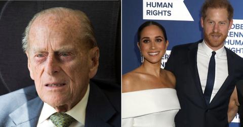picture of Prince Philip, Meghan Markle and Prince Harry