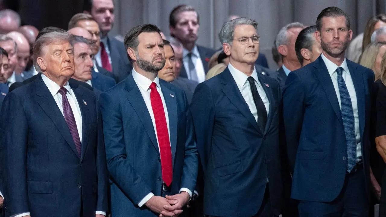 President Trump was accused of falling asleep during the funeral service.