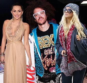 //miley cyrus red foo christina aguilera best worst weekend