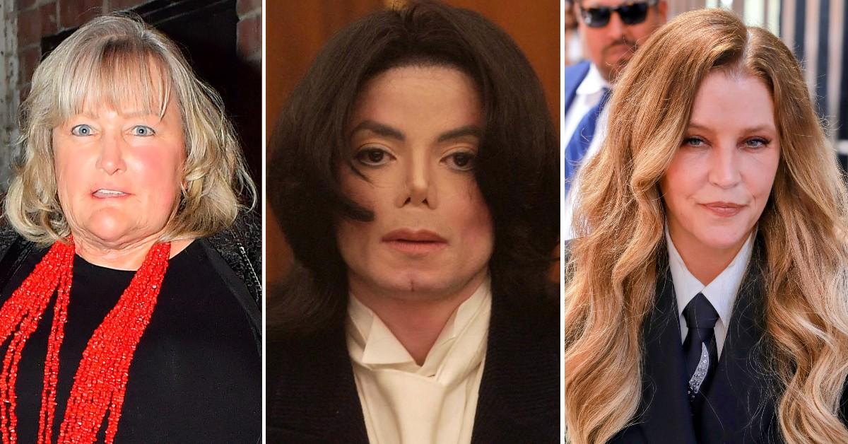 Split photo of Debbie Rowe, Michael Jackson and Lisa Marie Presley.
