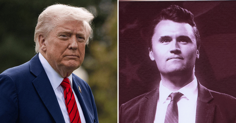 Split photo of Donald Trump, Charlie Kirk