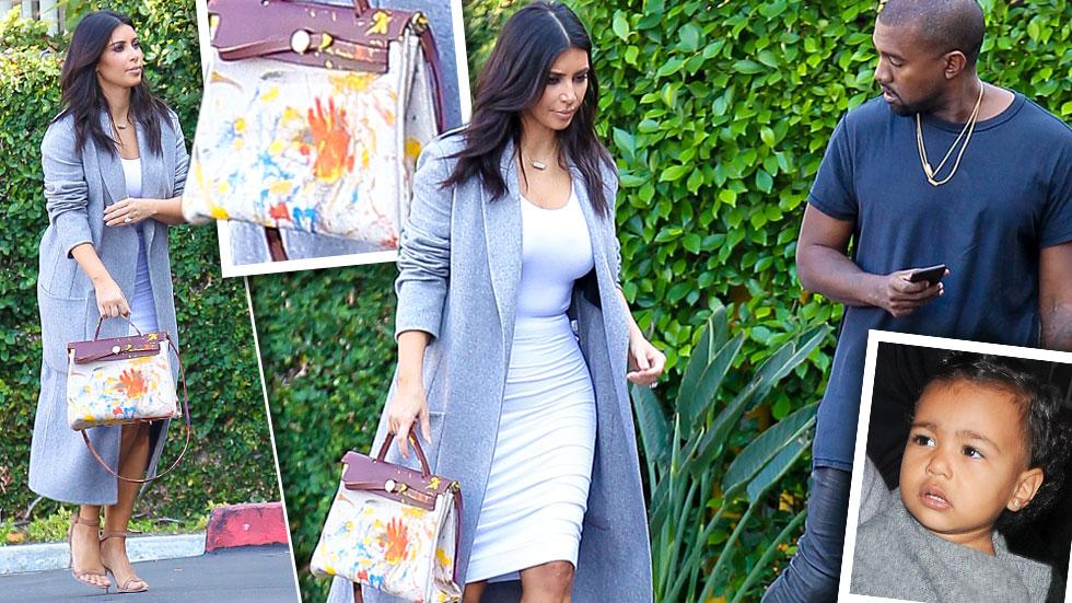 See the Hermes Handbag North West Painted for Kim Kardashian's Birthday  Gift!, Celebrity Babies, Kanye West, Kim Kardashian, North West