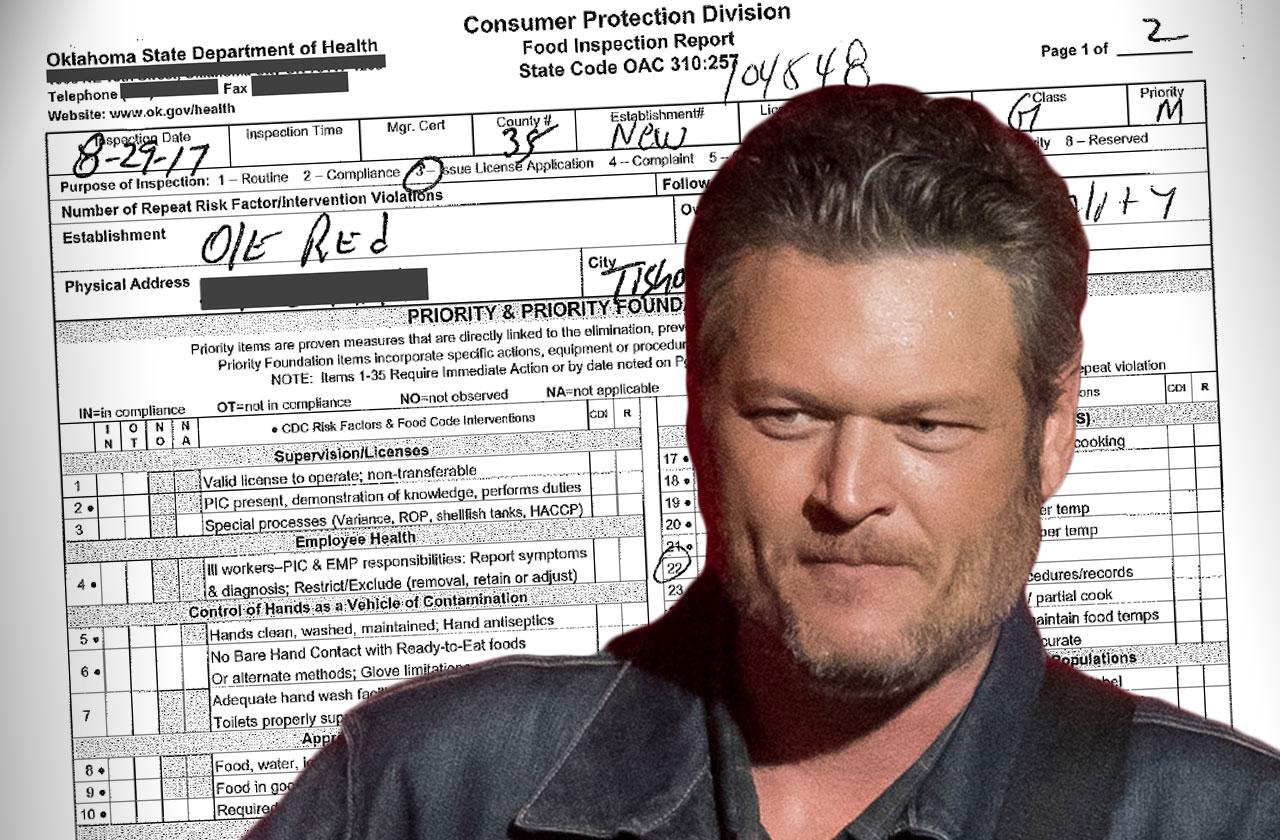 blake Shelton restaurant cited violations