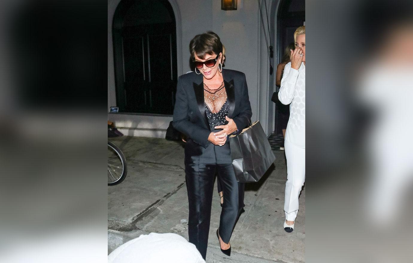 Kris Jenner Shows Cleavage In Sheer Black Outfit At Craig's