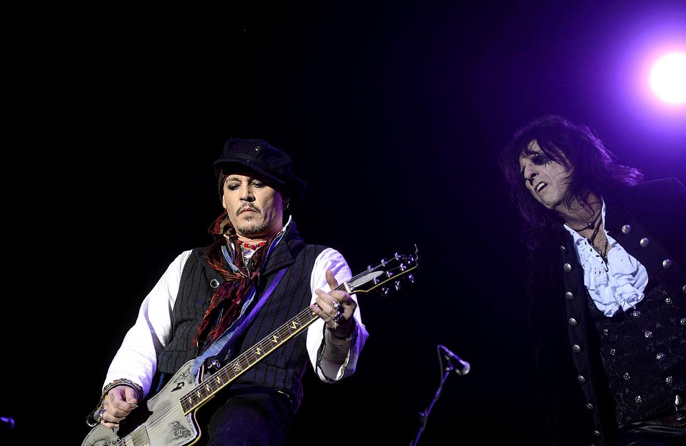 Johnny Depp Looks Sickly Thin On Tour With Rockers Alice Cooper And Joe Perry