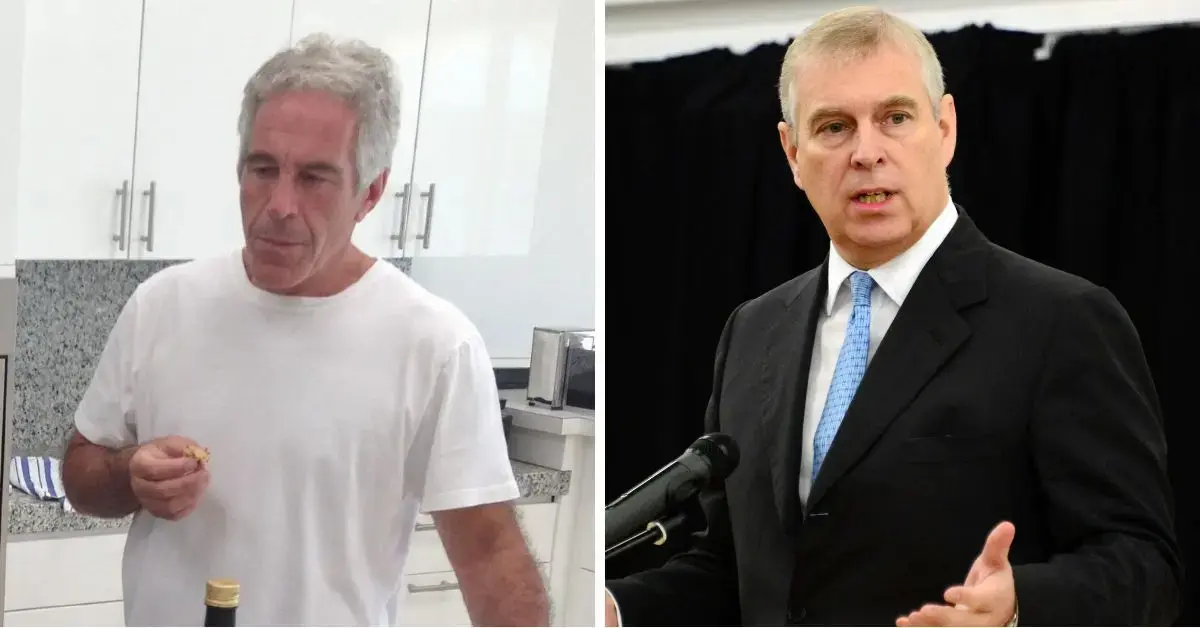 Split photos of Jeffrey Epstein and Andrew Windsor