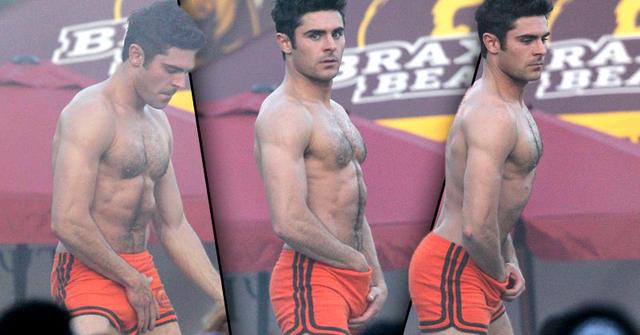 Zac Efron Shirtless With Hands Down Pants