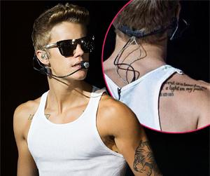 //justin bieber new bible tattoo tall