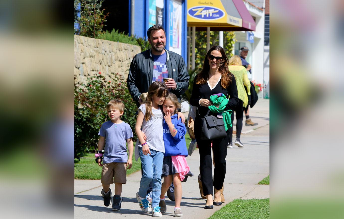 //ben affleck jennifer garner look loving kids church