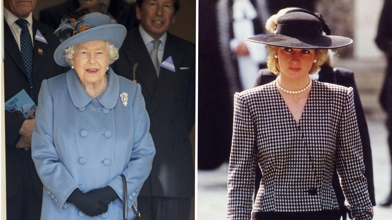 Split photo of Queen Elizabeth and Princess Diana