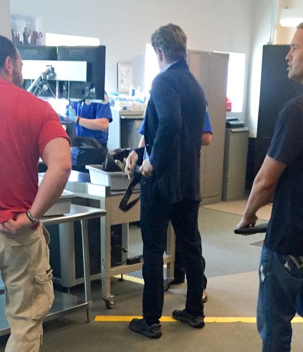 //pierce brosnan caught with knife at airport