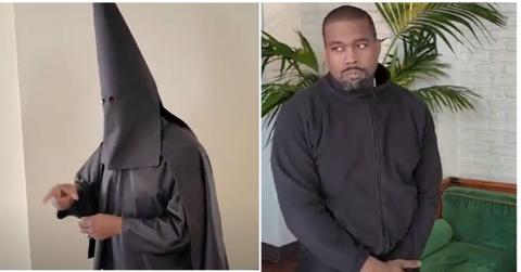 Kanye West in and out of Klan mask