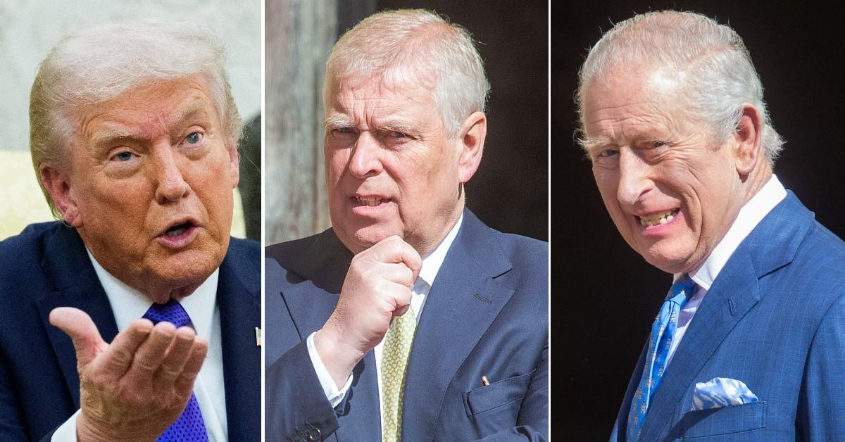 Split photo of Donald Trump, ex-Prince Andrew, King Charles