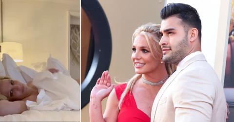 britney spears dances in bed topless after sam asghari divorce pp