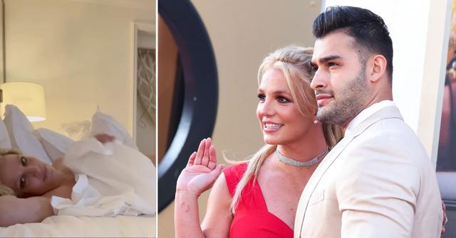 britney spears dances in bed topless after sam asghari divorce pp