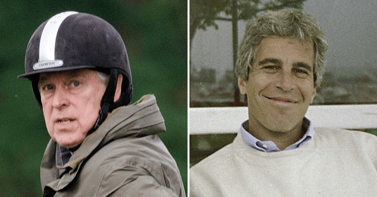 Split photo of Andrew Mountbatten Windsor, Jeffrey Epstein
