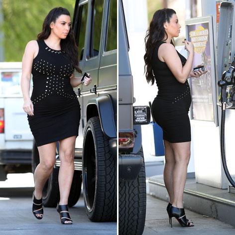 Kim Kardashian Flaunts Her Bump in a Skin-Tight Dress