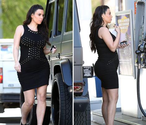 Gassing Up! Pregnant Kim Kardashian Flaunts Booty And Baby Bump At Gas