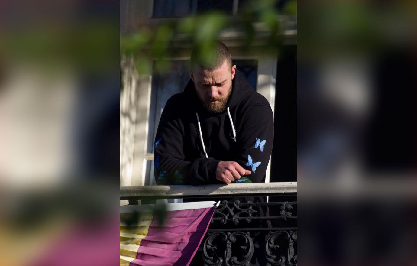 Justin Timberlake Wearing Sweats on a New Orleans Balcony