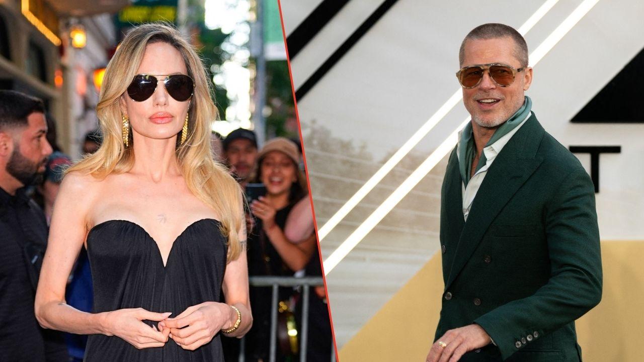 Split photos of Angelina Jolie and Brad Pitt