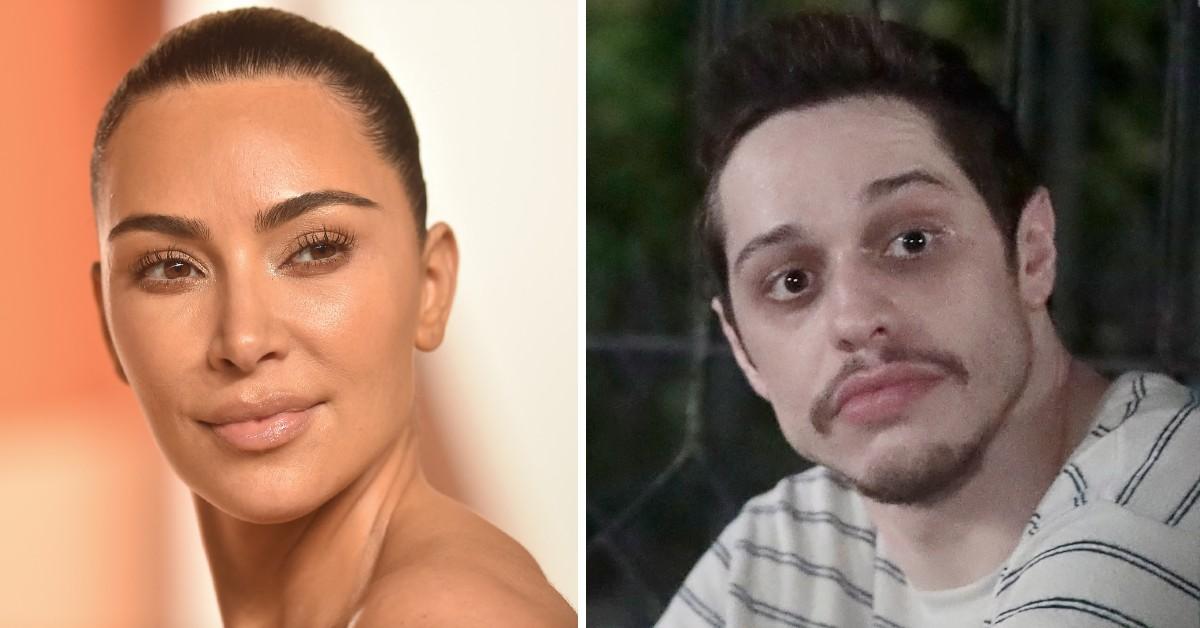 Split photo of Kim Kardashian, Pete Davidson