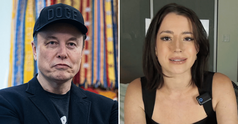 Split photo of Elon Musk, Ashley St. Clair