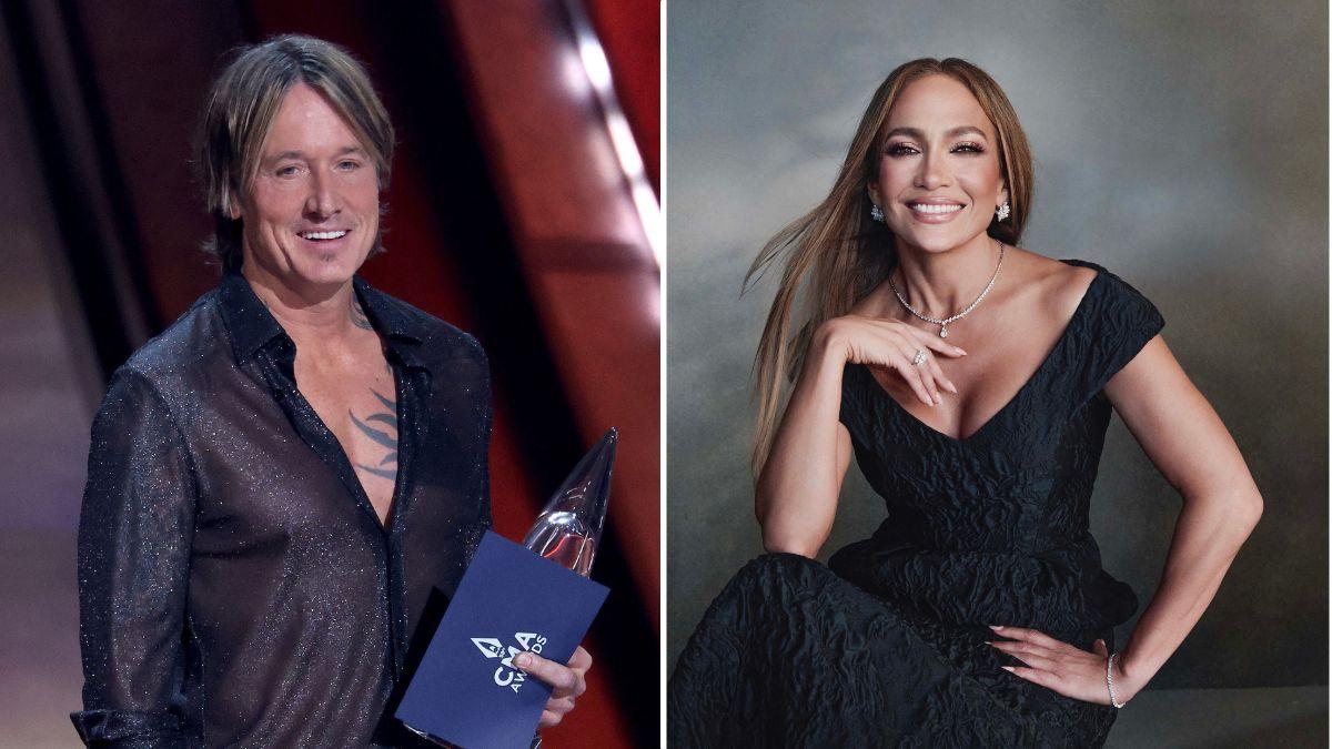 Split photos of Keith Urban and Jennifer Lopez