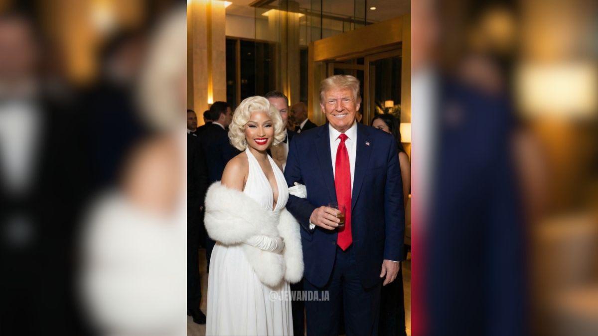 An AI photo of Nicki Minaj as Marilyn Monroe with Donald Trump
