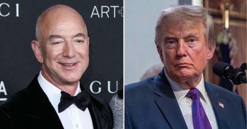 split image of Jeff Bezos and Donald Trump