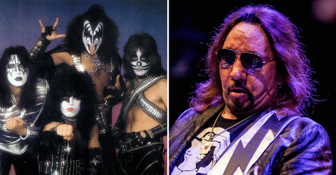 Split photo of KISS, Ace Frehley
