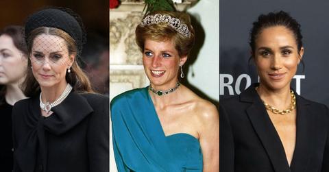 Split photos of Princess Kate, Princess Diana and Meghan Markle