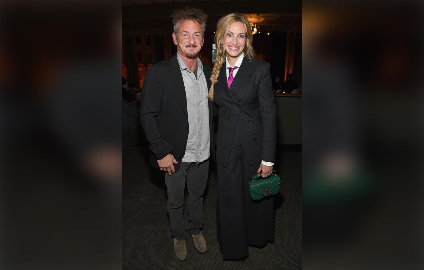 //Sean Penn and Julia Roberts attend the Sean Penn CORE Gala in Los Angeles CA Photo by Kevin Mazur