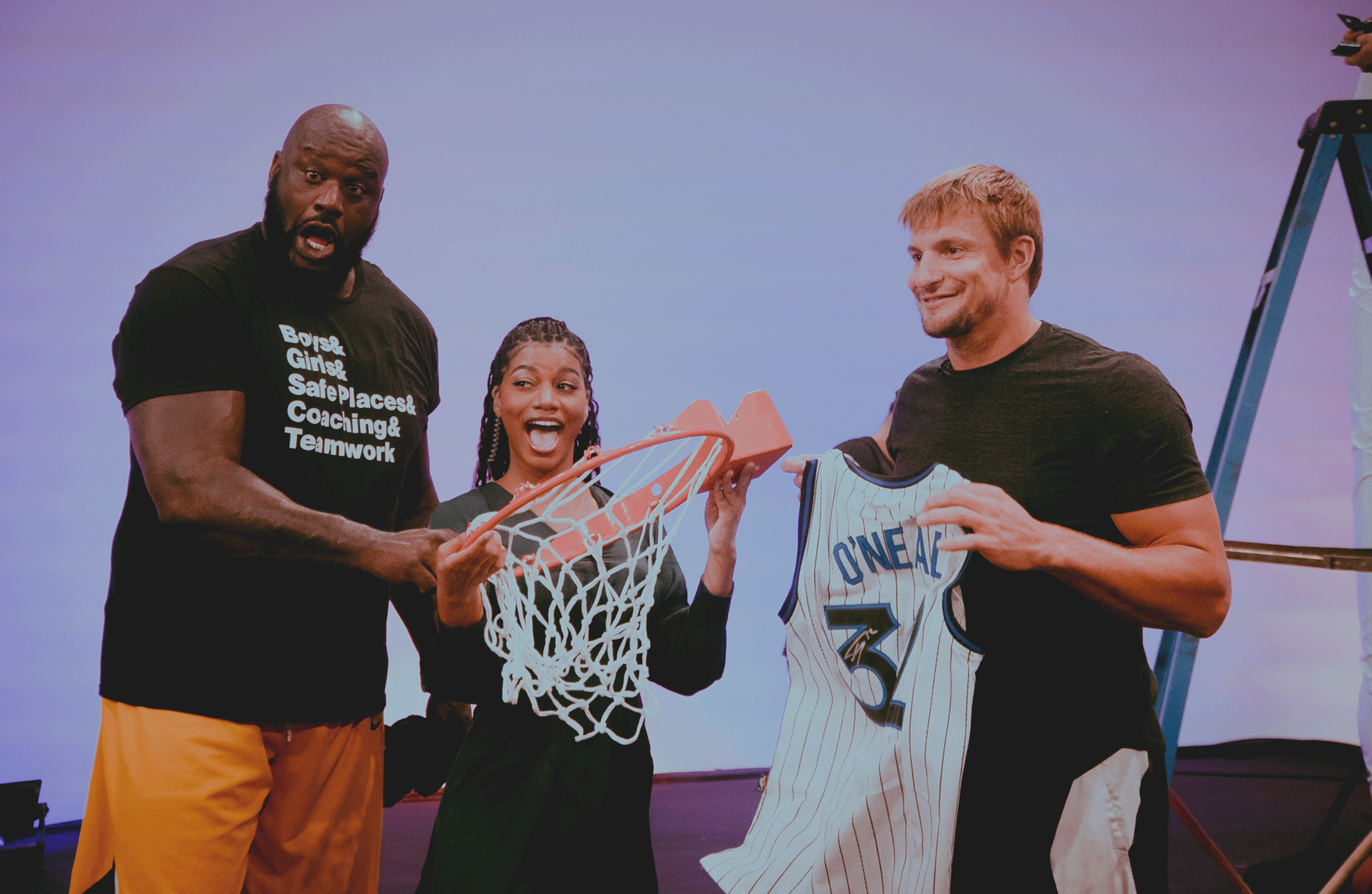 Rob-Gronkowski-and-Shaq-battle-at-first-ever-Shaq-Fun-House-Vs-Gronk-Beach-Live-Stream-presented-General-Insurance-Saturday-June-27-Produced-Medium-Rare-live-stream-helped-Raise-Several-Hundred-Thousand-Dollars-NAACP-Boys-Girls-Clubs-of-America