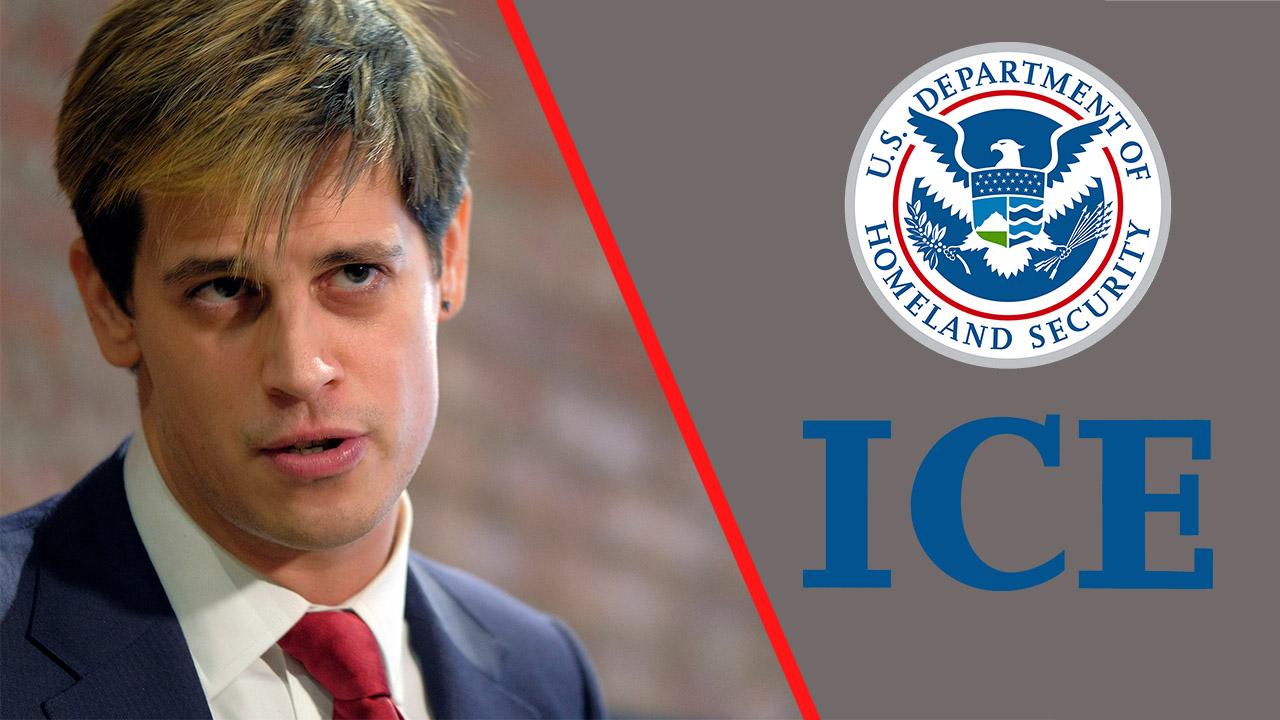 Far-right political commentator Milo Yiannopoulos has been detained by ICE agents.