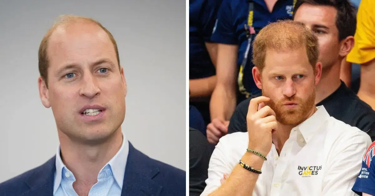 Split photo of Prince William and Prince Harry.