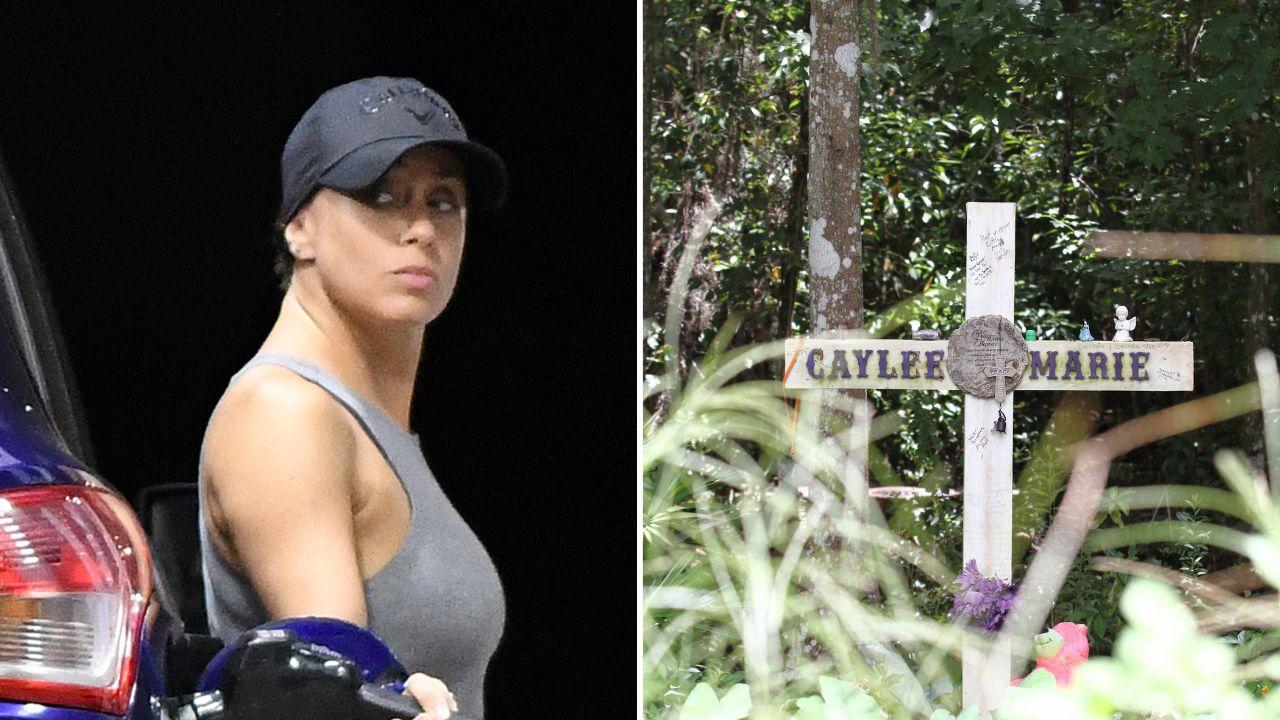 A photo of Casey Anthony alongside a photo of Caylee Anthony's memorial