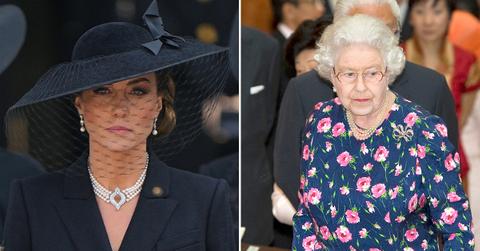 princess of wales kate dons late queens pearl choker earrings for funeral service as royals pay tribute to her majesty pp