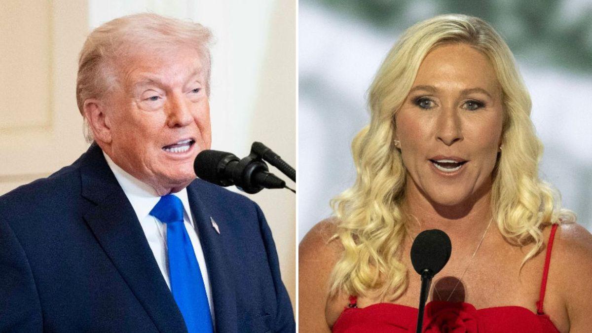 split image of Donald Trump and Marjorie Taylor Greene