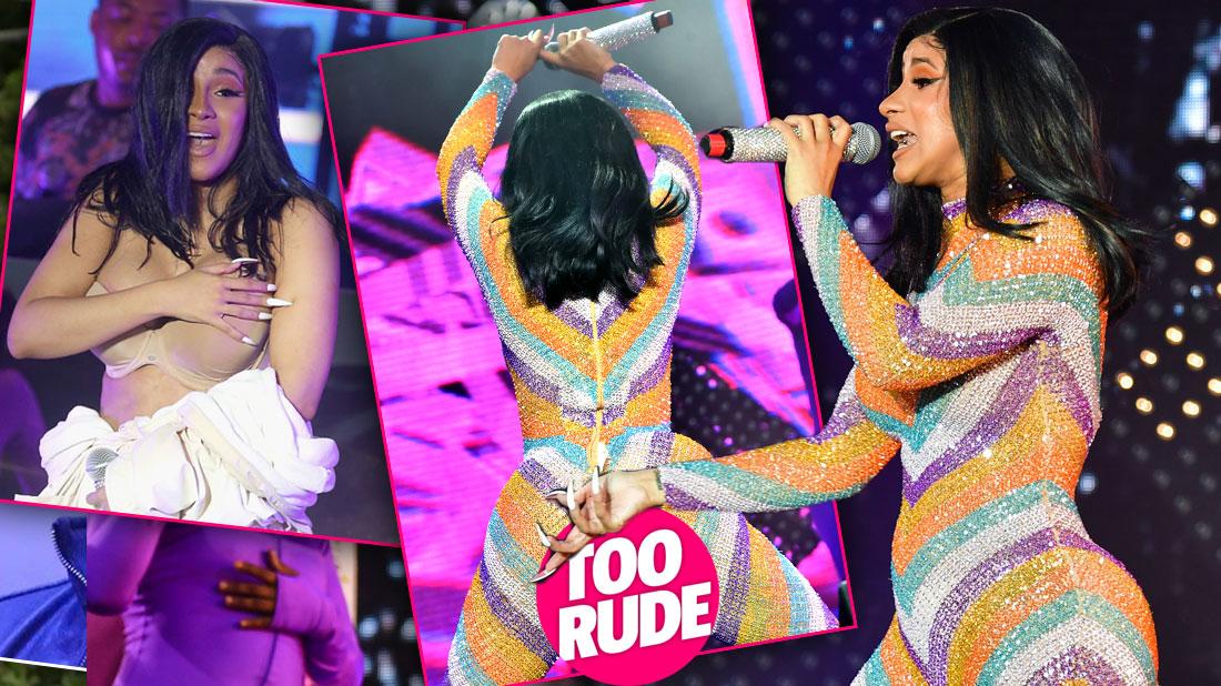 Cardi B suffered an embarrassing wardrobe malfunction while performing at t...