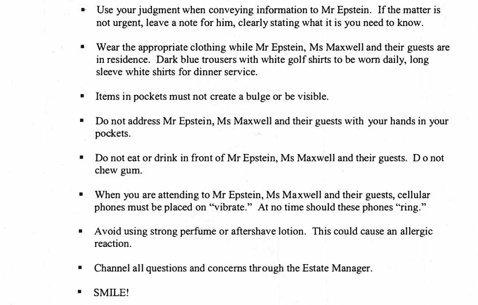 jeffrey epstein staff manual see nothing hear ghislaine maxwell sex trafficking trial